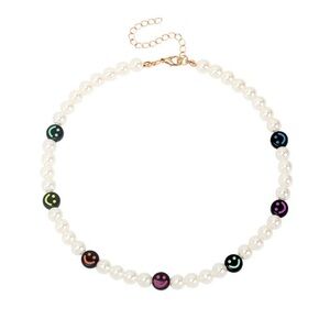 Pearl Smiley Face Rave choker